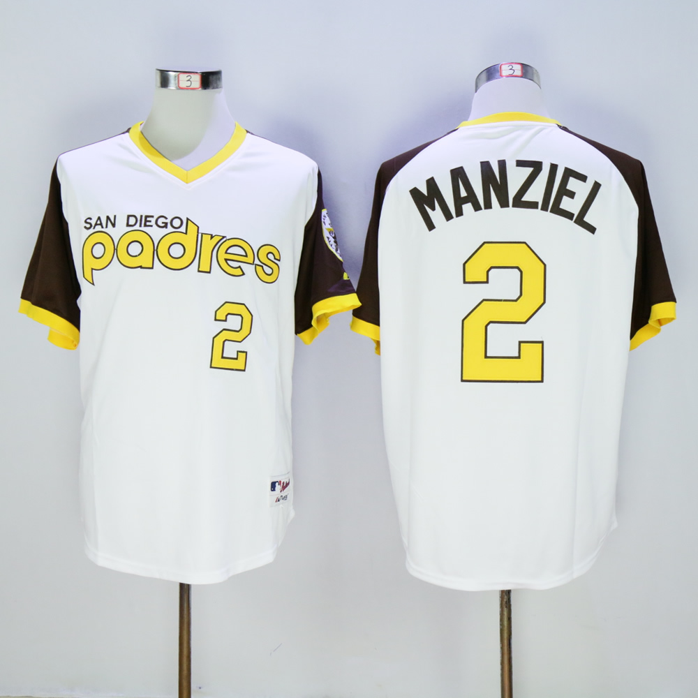 Men San Diego Padres #2 Manziel White Throwback 1978 MLB Jerseys